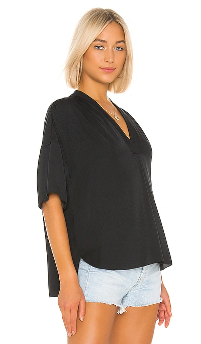 Shop Vince Shirred V Neck Blouse In Black