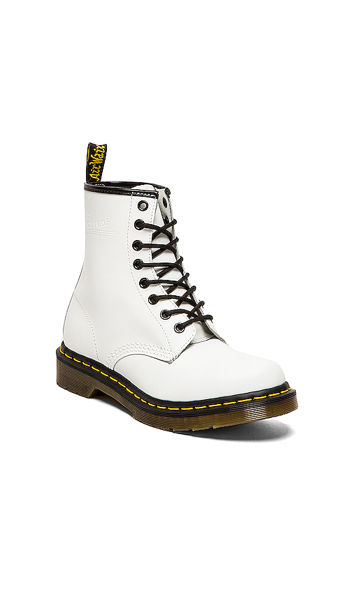 dr martens 1460 white leather flat ankle boots