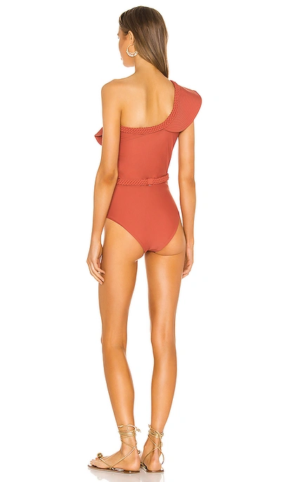 Shop Johanna Ortiz Love Affair One Piece With Belt In Paprika Red