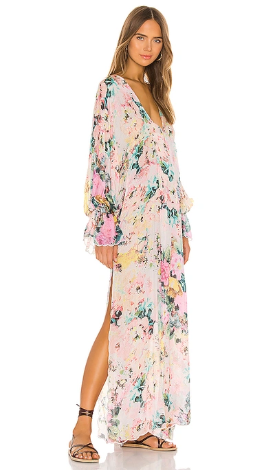 Shop Hemant & Nandita Teien Caftan In Pastel Teien