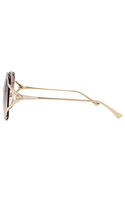 Shop Gucci Rectangle Fork In Shiny Gold, Ivory & Brown Gradient