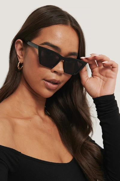 Shop Na-kd Pointy Edge Squared Cateye Sunglasses Black