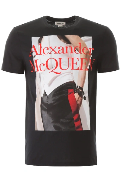Shop Alexander Mcqueen Atelier Print T-shirt In Black,red,beige