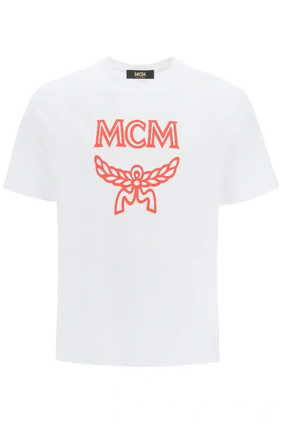 Shop Mcm Logo T-shirt In White,red