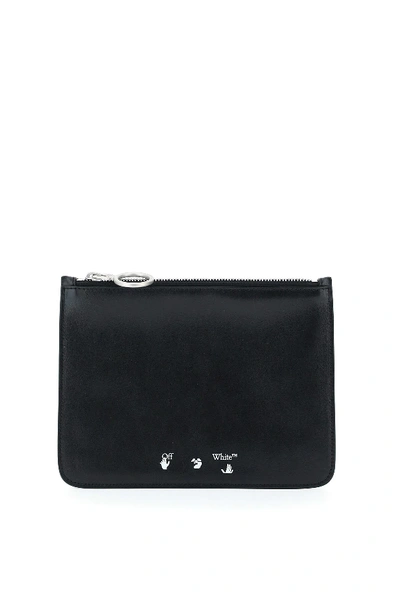 Shop Off-white Logo Flat Pouch In Black