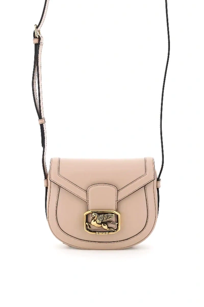 Shop Etro Pegaso Small Crossbody Bag In Beige,pink