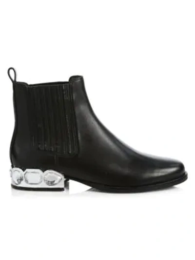 Shop Sophia Webster Bessie Jewel-heel Leather Chelsea Boots In Black