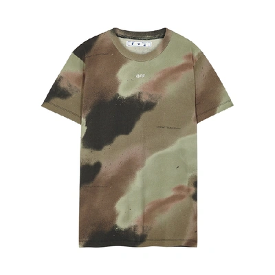 Shop Off-white Camouflage Stencil Printed Cotton T-shirt In Multicoloured