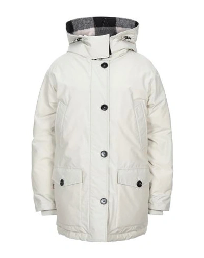 Shop Woolrich Woman Down Jacket Ivory Size S Cotton, Polyamide In White