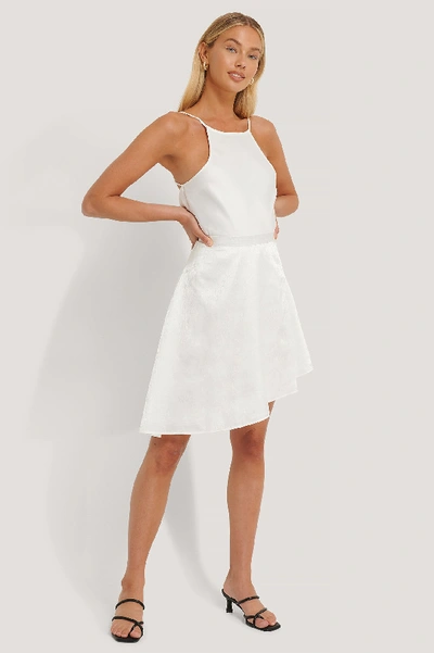 Shop Misslisibell X Na-kd Flowy Jacquard Mini Skirt White