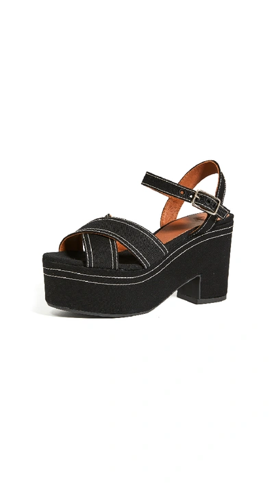 Shop Castaã±er Xally Platform Sandals In Black