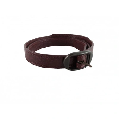 Pre-owned Balenciaga Burgundy Leather Bracelet