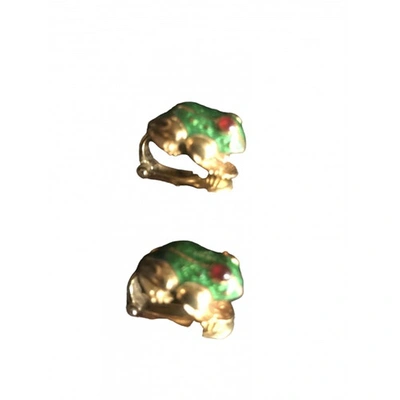 Pre-owned David Webb Yellow Gold Earrings In Green