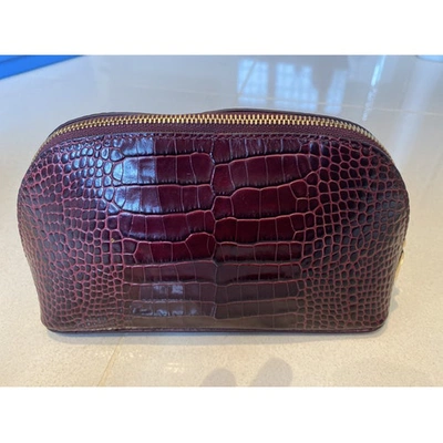 Pre-owned Smythson Leather Purse In Burgundy