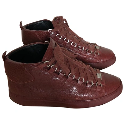 Pre owned Arena Burgundy Leather Trainers