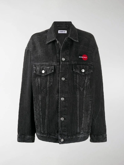 Shop Balenciaga Oversized Logo-embroidered Jacket In Black