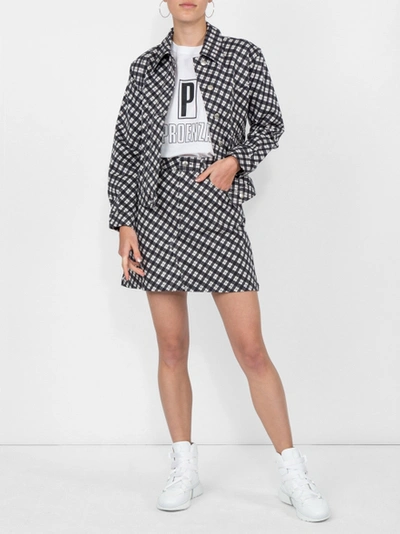 Shop Alexa Chung Checked Fitted Jacket Black & White