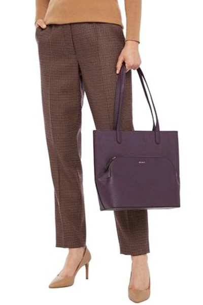 Shop Dkny Textured-leather Tote In Grape