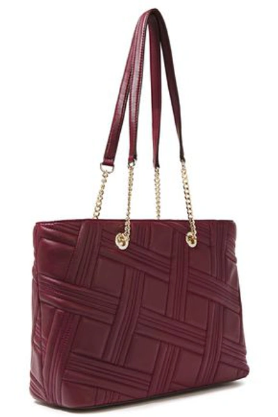 Shop Dkny Allen Medium Quilted Leather Tote In Burgundy