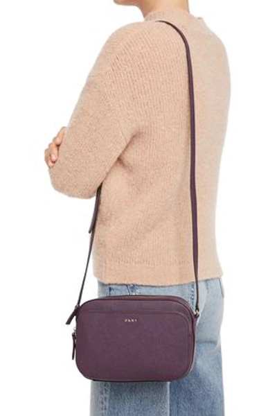 Shop Dkny Faux Textured-leather Shoulder Bag In Grape