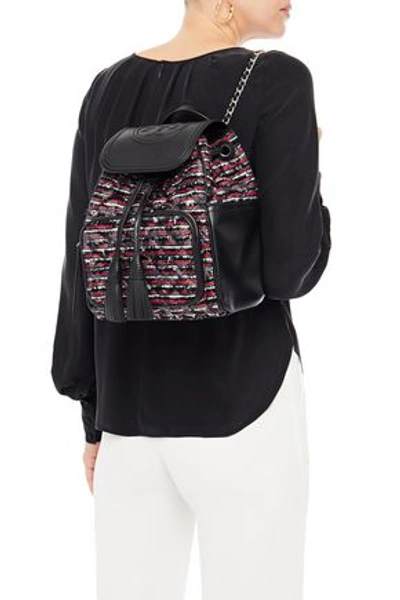 TORY BURCH Fleming leather-trimmed tweed backpack