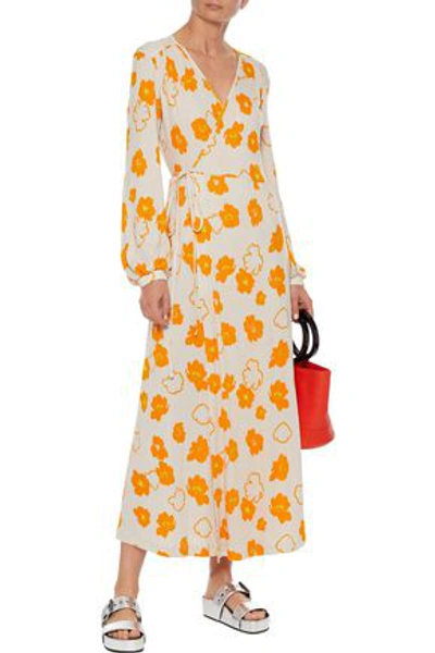 Shop Baum Und Pferdgarten Jonna Floral-print Cotton And Modal-blend Jersey Maxi Wrap Dress In Orange