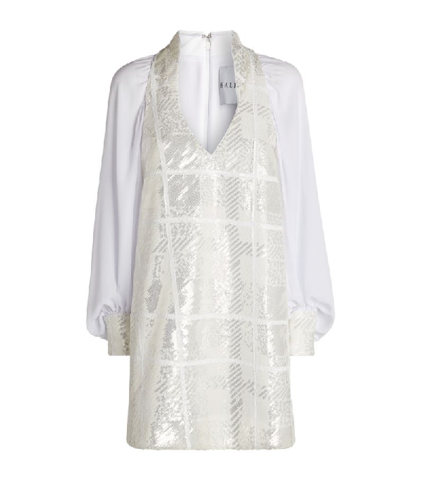 white sequin shift dress