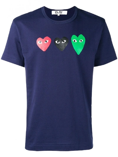 Shop Comme Des Garçons Play Cotton T-shirt In Blue