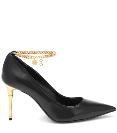 Shop Tom Ford Chain-trimmed Leather Pumps In Black