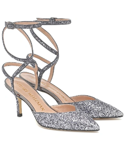 Shop Stuart Weitzman Revel 75 Glitter Pumps In Silver