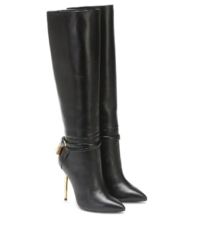 Shop Tom Ford Embellished Leather Knee-high Boots In Black