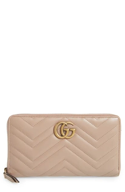 Shop Gucci Gg Matelasse Leather Zip Around Wallet In Porcelain Rose