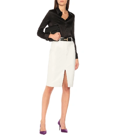 Shop Tom Ford Leather Pencil Skirt In White
