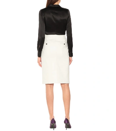 Shop Tom Ford Leather Pencil Skirt In White
