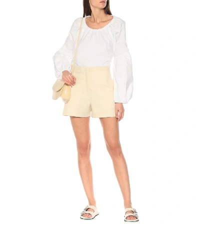 Shop Jil Sander High-rise Cotton Shorts In Beige