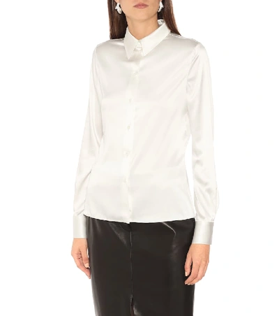 Shop Tom Ford Stretch Silk Satin Shirt In White