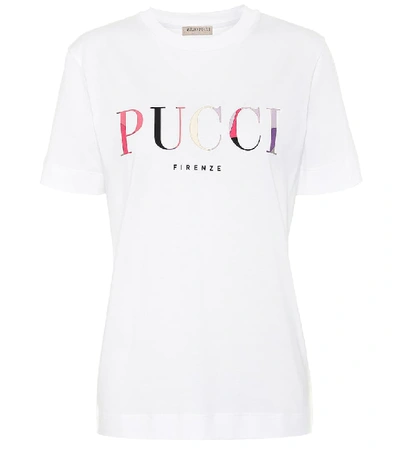 Emilio Pucci Florence Logo Print Cotton T-shirt In White