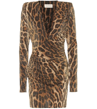 Shop Alexandre Vauthier Leopard-print Jersey Minidress In Brown