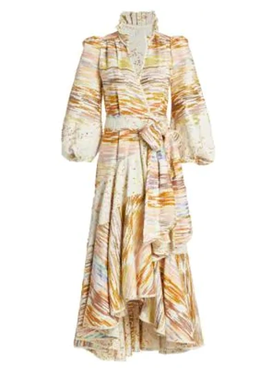 Shop Anna Mason Stella Midi Wrap Dress In Sorbet Metallic