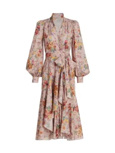 Shop Anna Mason Stella Floral Wrap Dress In Octavia Lake Pink