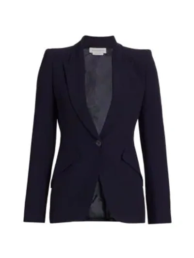 Shop Alexander Mcqueen Women's Tailored Peak-lapel Jacket In Midnight Blue