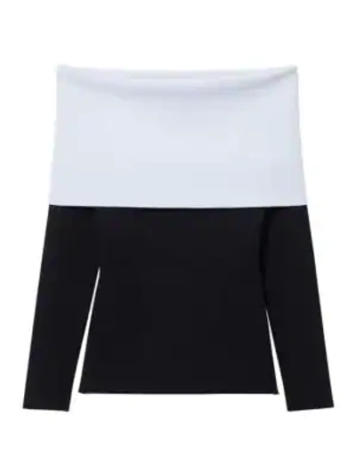 Shop Proenza Schouler Off-the-shoulder Top In Black White