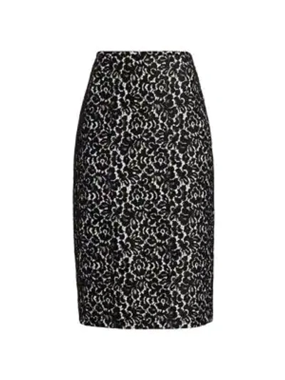 Shop Michael Kors Bonded Lace Pencil Skirt In Ivory Black