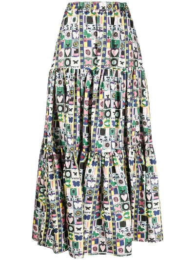 Shop La Doublej Big Floral-print Skirt In Green