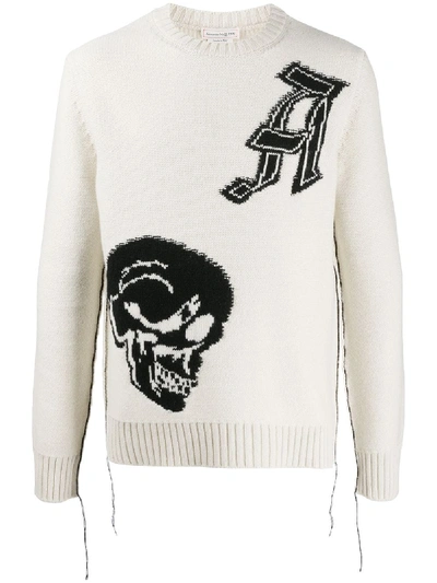 Shop Alexander Mcqueen Skull Crew Neck Jumper In Neutrals