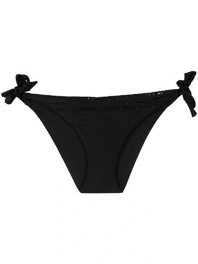 Shop La Perla Side Tie Sequin-embellished Briefs In Black