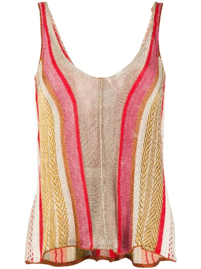 Shop Forte Forte V-neck Striped Knit Top In Red