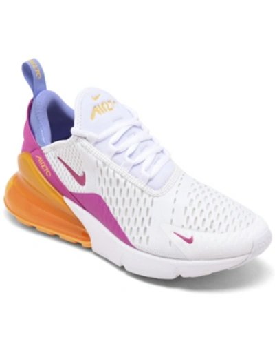 Shop Nike Women's Air Max 270 Casual Sneakers From Finish Line In White, Topaz Gold