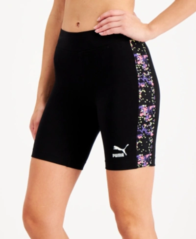 Shop Puma Printed Bike Shorts In  Black-brand Aop