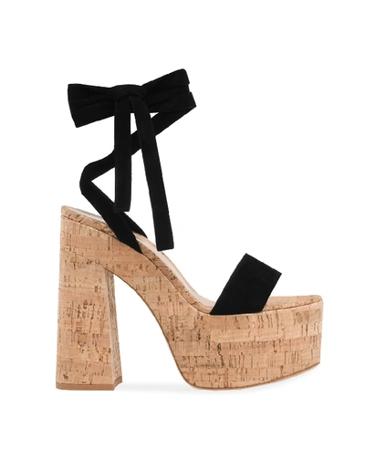 Shop Gianvito Rossi Platform Ankle-wrap Sandals In Black/cork